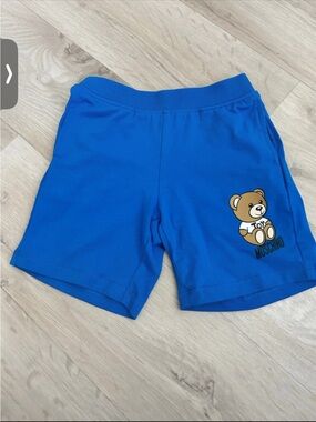 Moschino Royal Blue Kids Teddy Logo Cotton Shorts